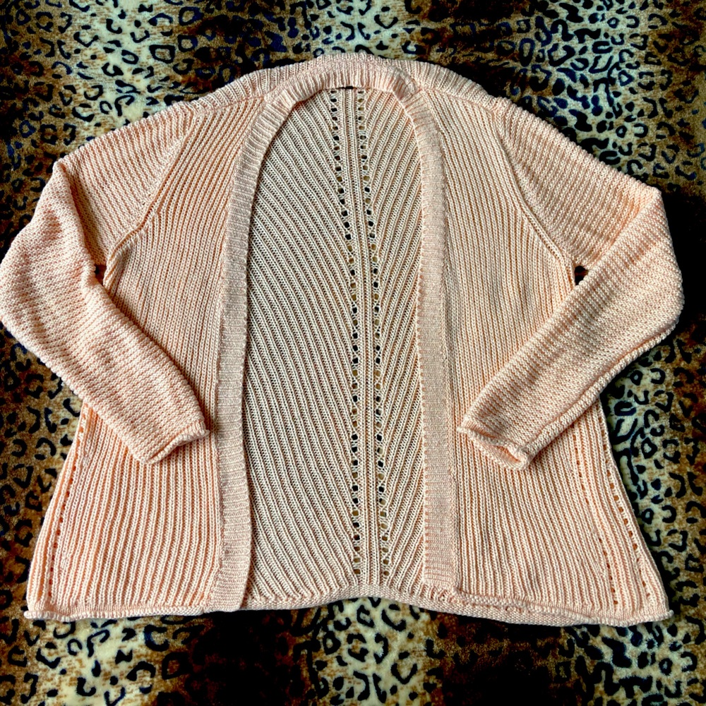 Sonoma Pastel Peach Pink Open Cardigan Sweater Size M